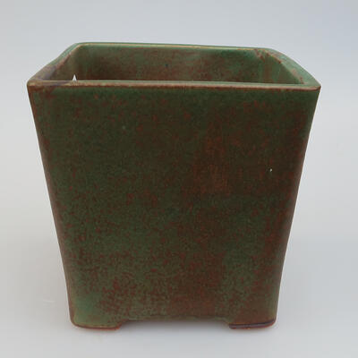 Ceramiczna miska bonsai 12,5 x 12,5 x 13 cm, kolor brązowo zielony - 1