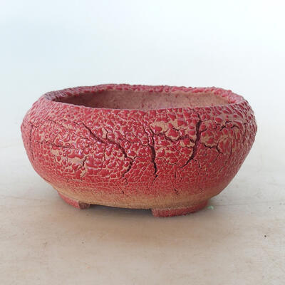 Ceramiczna miska bonsai 13 x 13 x 6 cm, kolor czerwony - 1
