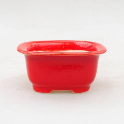 Ceramiczna miska bonsai 7 x 6 x 3,5 cm, kolor czerwony - 1