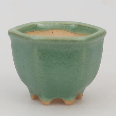 Ceramiczna miska bonsai 3,5 x 3,5 x 3 cm, kolor zielony - 1