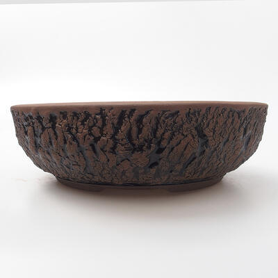 Ceramiczna miska do bonsai 22 x 22 x 6,5 cm, kolor spękany - 1