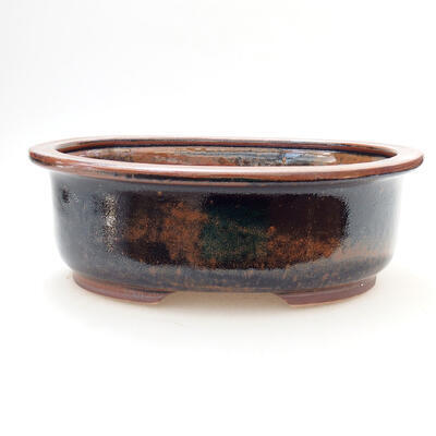 Ceramiczna miska bonsai 22 x 17,5 x 7,5 cm, kolor brązowo-czarny - 1