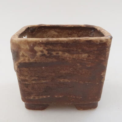 Ceramiczna miska bonsai 6,5 x 6,5 x 4 cm, kolor brązowy - 1