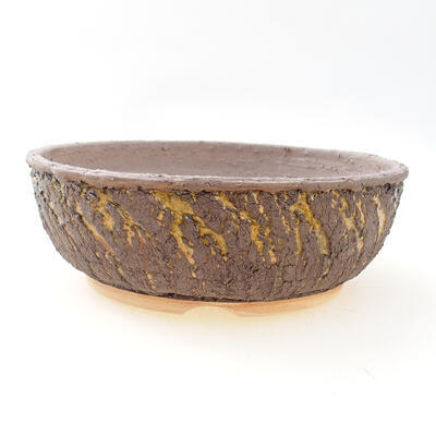 Ceramiczna miska bonsai 21,5 x 21,5 x 7 cm, kolor pęknięcia żółty - 1