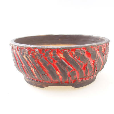 Ceramiczna miska bonsai 16,5 x 16,5 x 6,5 cm, kolor spękany czerwony - 1