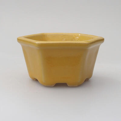 Ceramiczna miska bonsai 7 x 7 x 4 cm, kolor żółty - 1