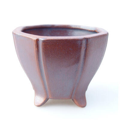 Ceramiczna miska bonsai 6,5 x 6,5 x 5,5 cm, kolor metalowy - 1