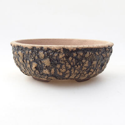 Ceramiczna miska bonsai 15 x 15 x 5,5 cm, spękana czarna - 1