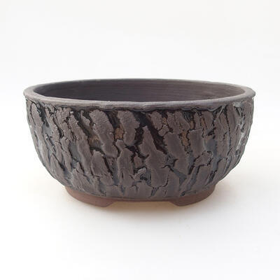 Ceramiczna miska bonsai 15 x 15 x 7 cm, kolor pęknięcia czarny - 1
