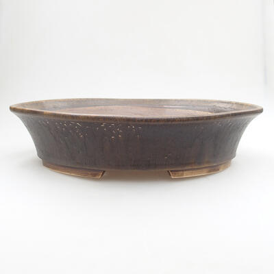 Ceramiczna miska bonsai 32,5 x 28,5 x 7,5 cm, kolor brązowy - 1