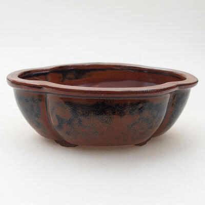 Ceramiczna miska bonsai 12,5 x 9,5 x 4,5 cm, kolor brązowy - 1