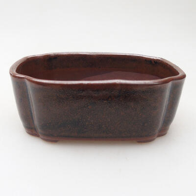 Ceramiczna miska bonsai 12 x 9,5 x 4,5 cm, kolor brązowy - 1