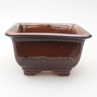 Ceramiczna miska bonsai 9 x 9 x 5,5 cm, kolor brązowo-czarny - 1