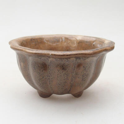 Ceramiczna miska bonsai 7,5 x 7,5 x 4 cm, kolor brązowy - 1