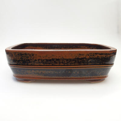 Ceramiczna miska bonsai 24 x 18 x 7,5 cm, kolor brązowo-czarny - 1