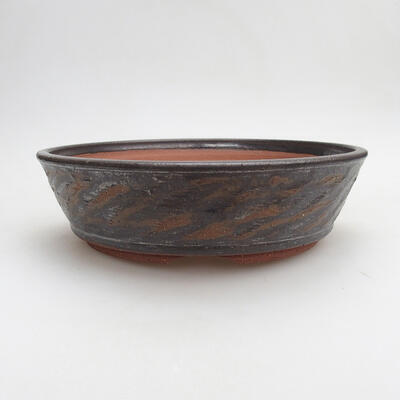 Ceramiczna miska bonsai 21,5 x 21,5 x 6 cm, kolor metalu - 1