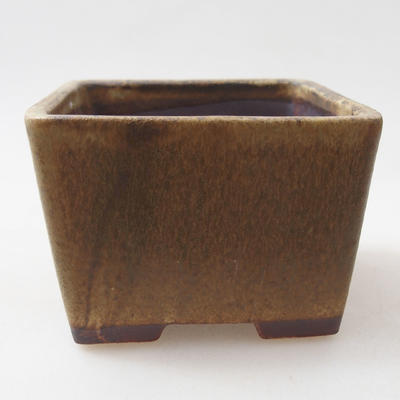 Ceramiczna miska bonsai 8 x 8 x 6 cm, kolor brązowy - 1