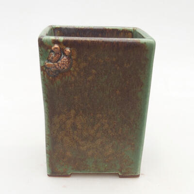 Ceramiczna miska bonsai 7,5 x 7,5 x 9,5 cm, kolor zielono-brązowy - 1