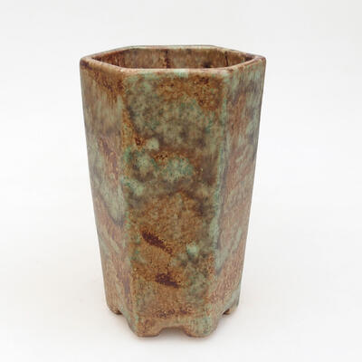 Ceramiczna miska bonsai 8,5 x 8,5 x 14,5 cm, kolor zielono-brązowy - 1