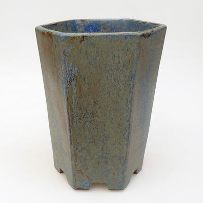 Ceramiczna miska bonsai 11,5 x 13 x 17 cm, kolor niebiesko-brązowy - 1