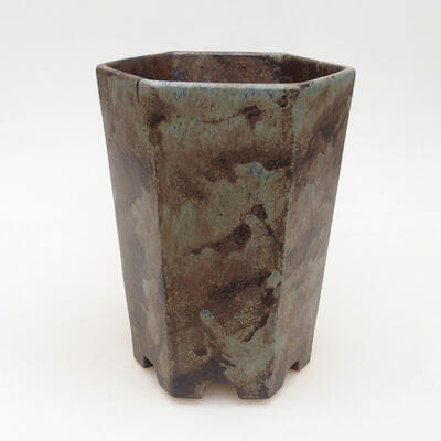 Ceramiczna miska bonsai 11,5 x 13 x 17 cm, kolor zielono-brązowy - 1