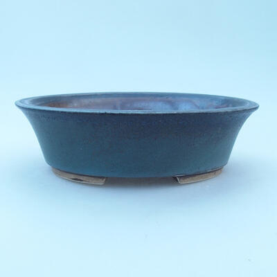 Ceramiczna miska bonsai 14 x 12 x 4 cm, kolor niebiesko-czarny - 1