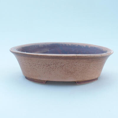 Ceramiczna miska bonsai 14 x 11,5 x 4 cm, kolor różowo-brązowy - 1