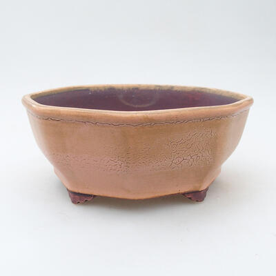 Ceramiczna miska bonsai 16 x 16 x 7 cm, kolor różowo-brązowy - 1