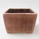 Ceramiczna miska bonsai 10 x 10 x 6,5 cm, kolor różowy - 1/3