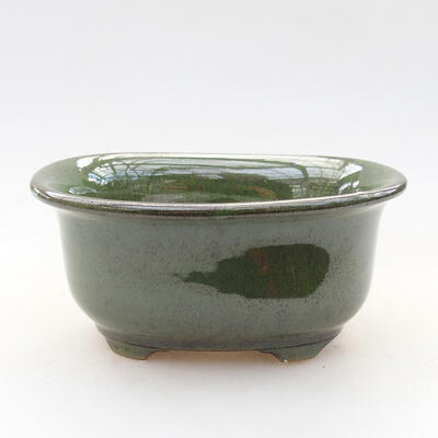 Ceramiczna miska bonsai 11 x 8,5 x 5,5 cm, kolor zielono-metalowy - 1