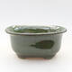 Ceramiczna miska bonsai 11 x 8,5 x 5,5 cm, kolor zielono-metalowy - 1/3