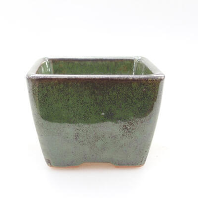 Ceramiczna miska bonsai 6,5 x 6,5 x 5 cm, kolor metal zielony - 1