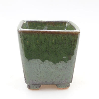 Ceramiczna miska bonsai 5,5 x 5,5 x 6 cm, kolor metal zielony - 1