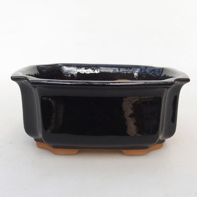 Ceramiczna miska bonsai H 01 - 12 x 9 x 5 cm, czarny połysk - 1