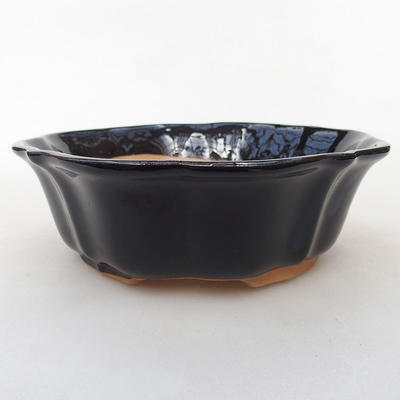 Ceramiczna miska bonsai H 06 - 14,5 x 14,5 x 4,5 cm, czarny połysk - 1