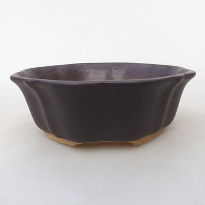 Ceramiczna miska bonsai H 06 - 14,5 x 14,5 x 4,5 cm, czarny mat - 1