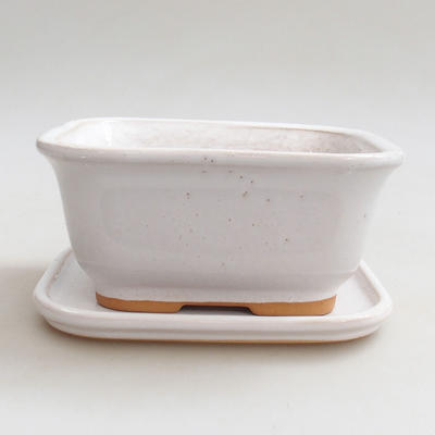 Miska Bonsai + taca H37 - miska 14 x 12 x 7 cm, taca 14 x 13 x 1 cm, biały