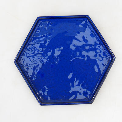 Ceramiczny spodek bonsai H 53 - 18 x 15,5 x 1,5,5 cm, niebieski - 1