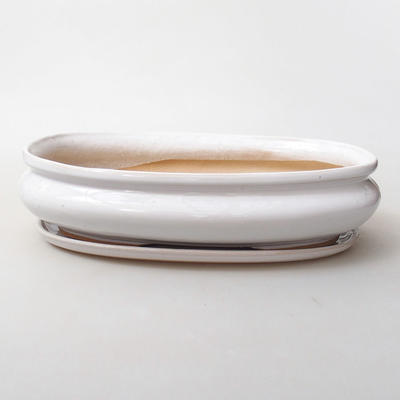 Taca miska Bonsai H15 - miska 26,5 x 17 x 6 cm, taca 24,5 x 15 x 1,5 cm, biały