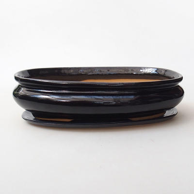Taca miska Bonsai H15 - miska 26,5 x 17 x 6 cm, taca 24,5 x 15 x 1,5 cm, czarny połysk