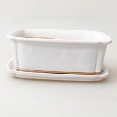 Miska Bonsai + spodek H 50 - miska 16,5 x 12 x 6 cm, spodek 17 x 12,5 x 1,5 cm, biały