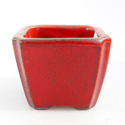 Ceramiczna miska bonsai 7 x 7 x 5,5 cm, kolor czerwony - 1