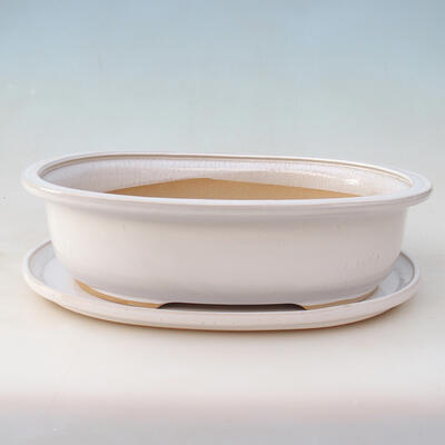 Misa ceramiczna + spodek H54 - miska 35 x 28 x 9,5 cm spodek 36 x 29 x 2 cm, biały - 1
