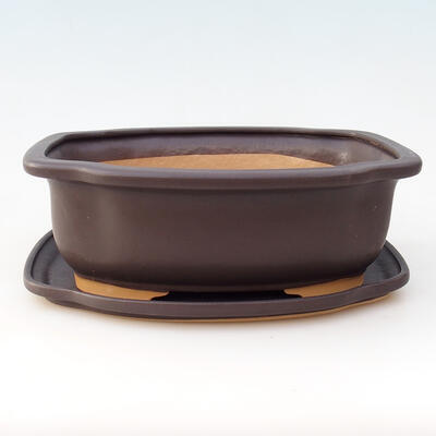 Misa ceramiczna + spodek H55 - miska 28 x 23 x 10 cm spodek 29 x 24 x 2 cm, czarny mat - 1