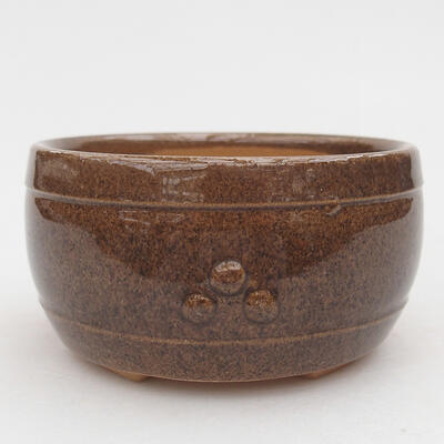 Ceramiczna miska bonsai 9 x 9 x 4,5 cm, kolor brązowy - 1