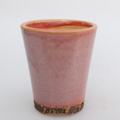Ceramiczna miska bonsai 8,5 x 8,5 x 10,5 cm, kolor brązowo-różowy - 1