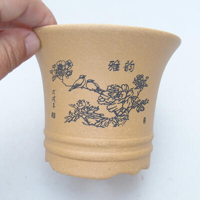 Ceramiczna miska bonsai 12 x 12 x 10 cm, kolor ochry - 2