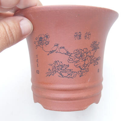 Ceramiczna miska bonsai 12 x 12 x 10 cm, kolor ceglany - 2