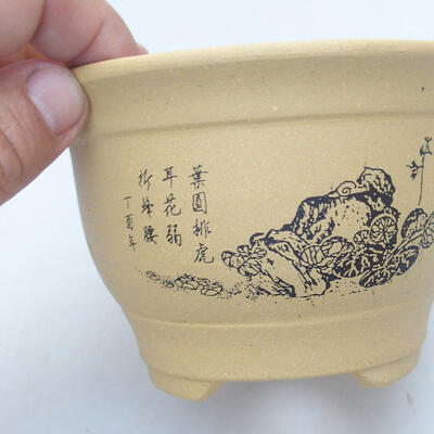 Ceramiczna miska bonsai 12,5 x 12,5 x 8,5 cm, kolor ochry - 2