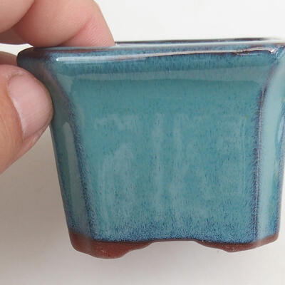 Ceramiczna miska bonsai 7 x 7 x 5 cm, kolor niebieski - 2